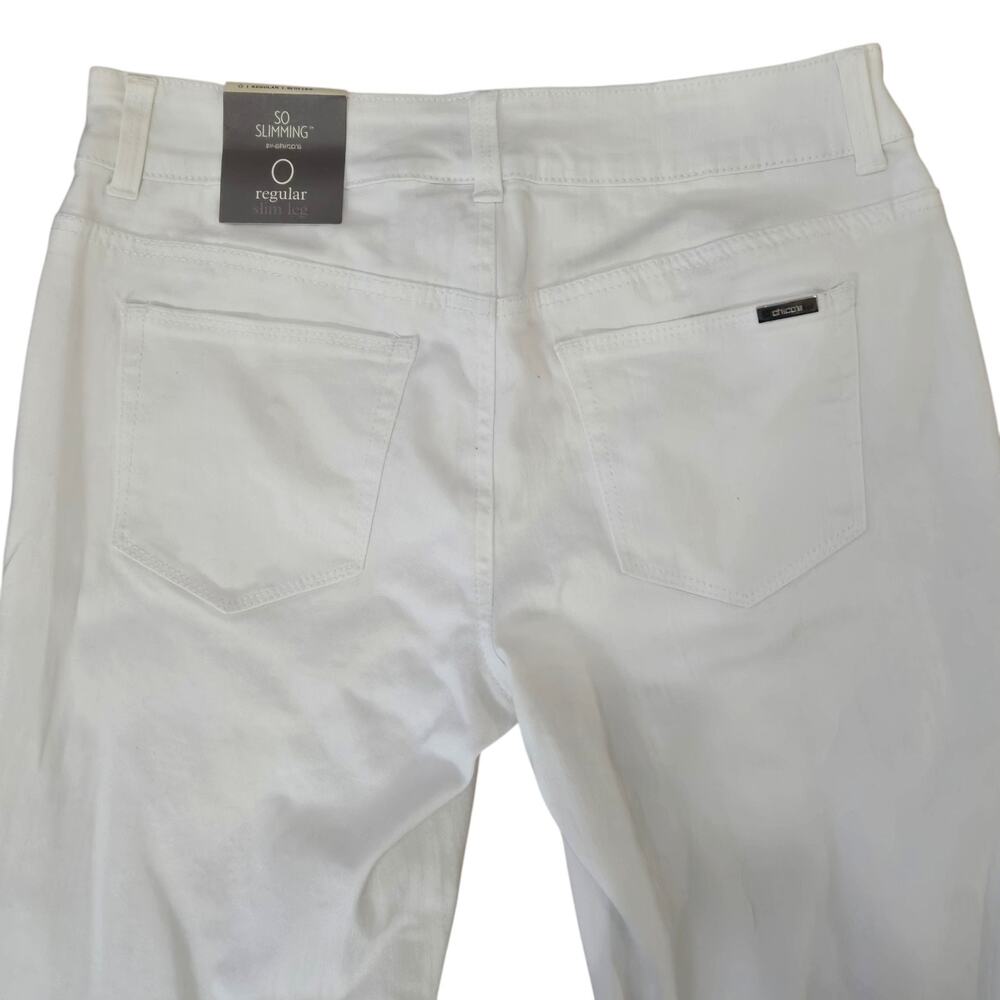 Chico’s So Slimming Slim Straight Leg Jeans White Stretch 0 Size 4 Small NWT - Picture 4 of 12